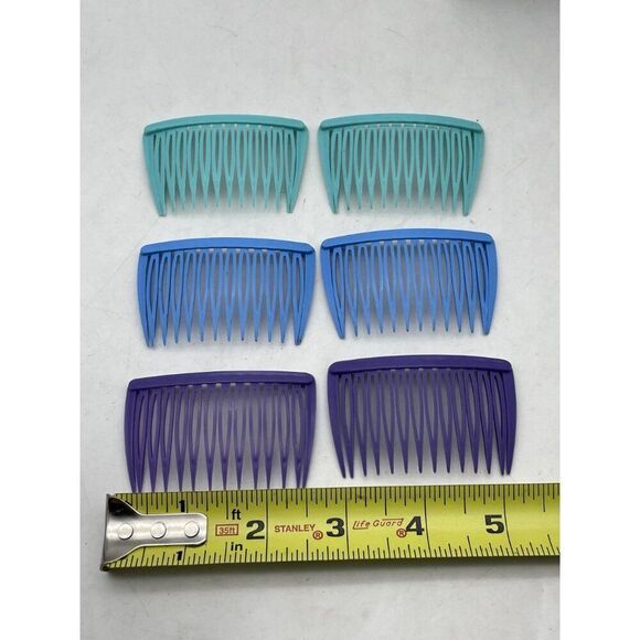 Goody Set Of 6 Vintage Plastic Hair Combs Blue Purple & Teal - Picture 2 of 7